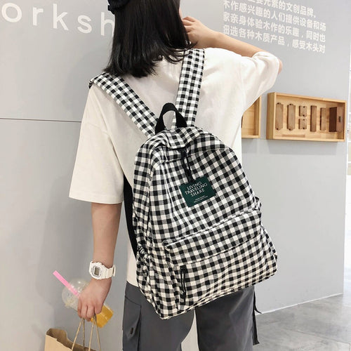 Women Backpacks Lattice Pattern