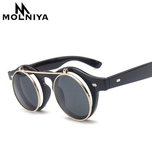 Flip Up Round Shade Sunglasses Retro Vintage
