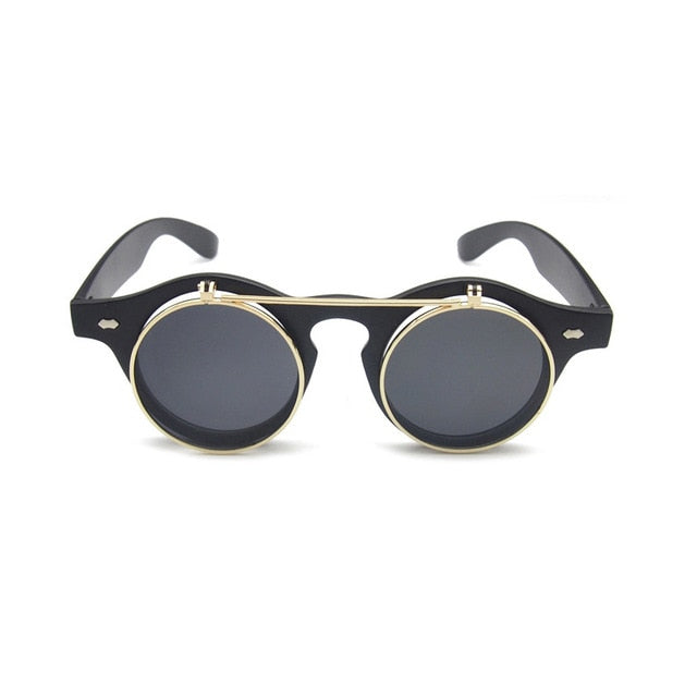 Flip Up Round Shade Sunglasses Retro Vintage
