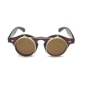 Flip Up Round Shade Sunglasses Retro Vintage