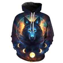 Load image into Gallery viewer, 3D Space Silver Wolf Hoodie