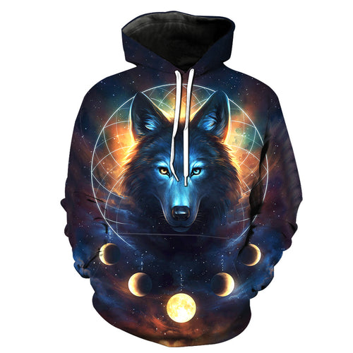 3D Space Silver Wolf Hoodie