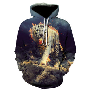 3D Space Silver Wolf Hoodie