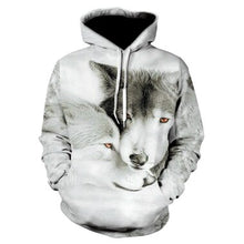 Load image into Gallery viewer, 3D Space Silver Wolf Hoodie