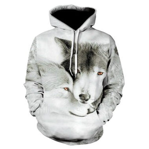 3D Space Silver Wolf Hoodie