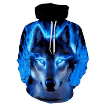 Load image into Gallery viewer, 3D Space Silver Wolf Hoodie