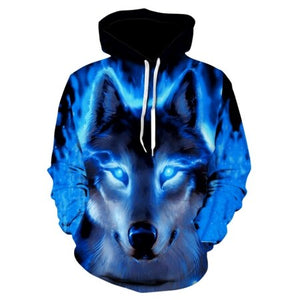 3D Space Silver Wolf Hoodie