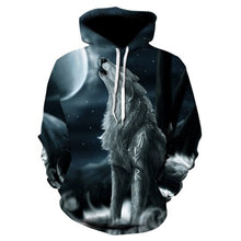 Load image into Gallery viewer, 3D Space Silver Wolf Hoodie