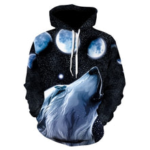 Load image into Gallery viewer, 3D Space Silver Wolf Hoodie