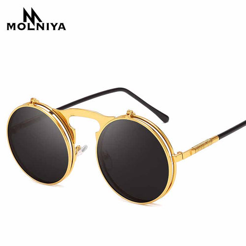 Fashion Classic Men Round Flip Cover Sunglasses