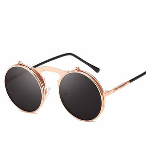 Fashion Classic Men Round Flip Cover Sunglasses