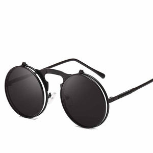 Fashion Classic Men Round Flip Cover Sunglasses