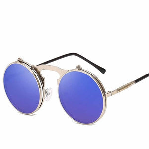 Fashion Classic Men Round Flip Cover Sunglasses